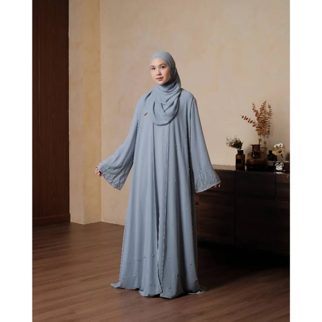 Laiqa Abaya Dress Jamise Syari - Desain Elegan, Nyaman Dipakai Seharian Full Puring Aplikasi Bordir 