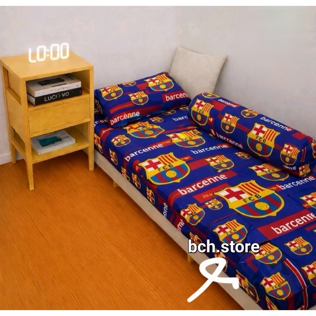 SPREI MOTIF CLUB BOLA , SPREI MOTIF BOLA BARCELONA , SPREI REAL  MADRID SINGLE SAMPAI QUEN