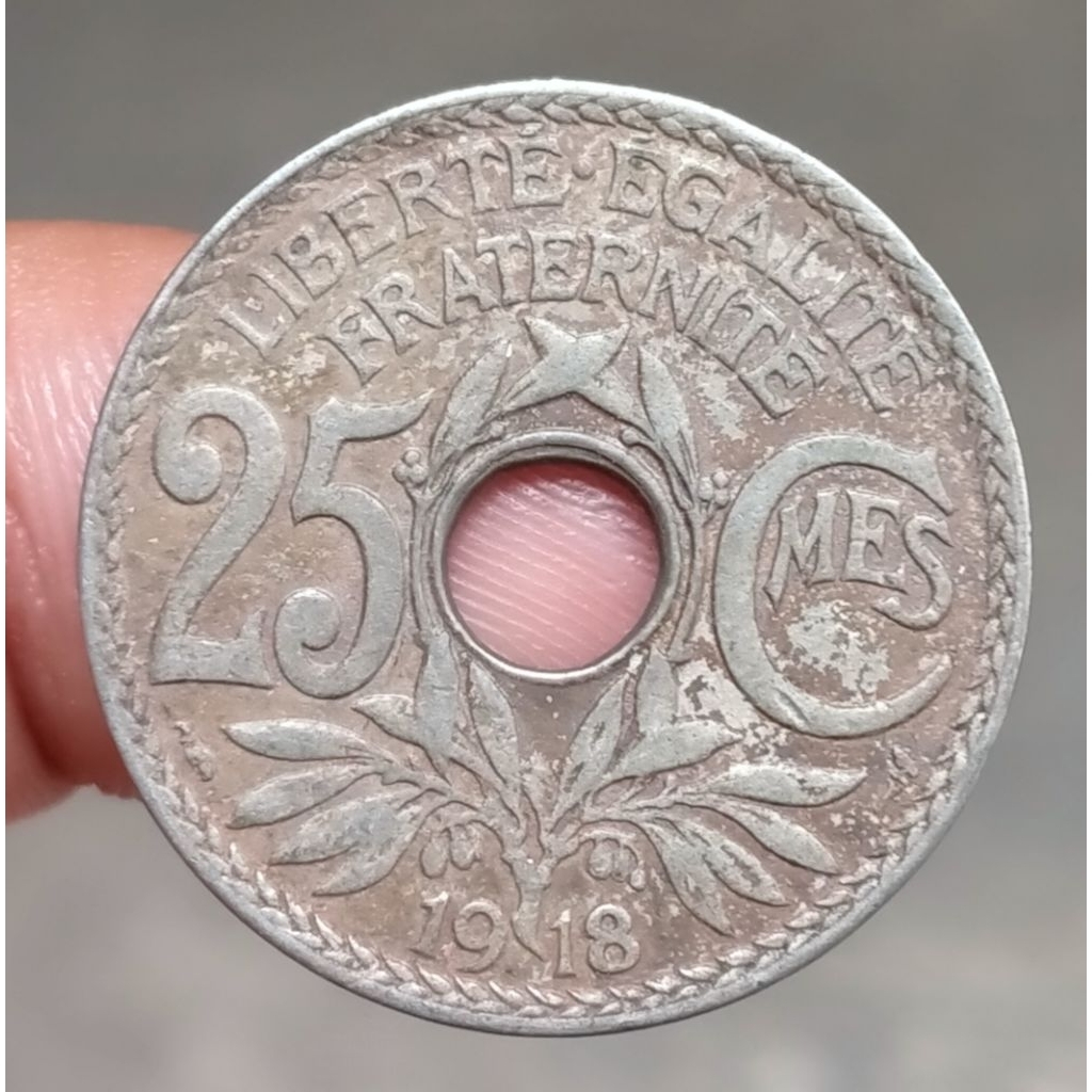 Koin Kuno Prancis 25 Centimes tahun 1918