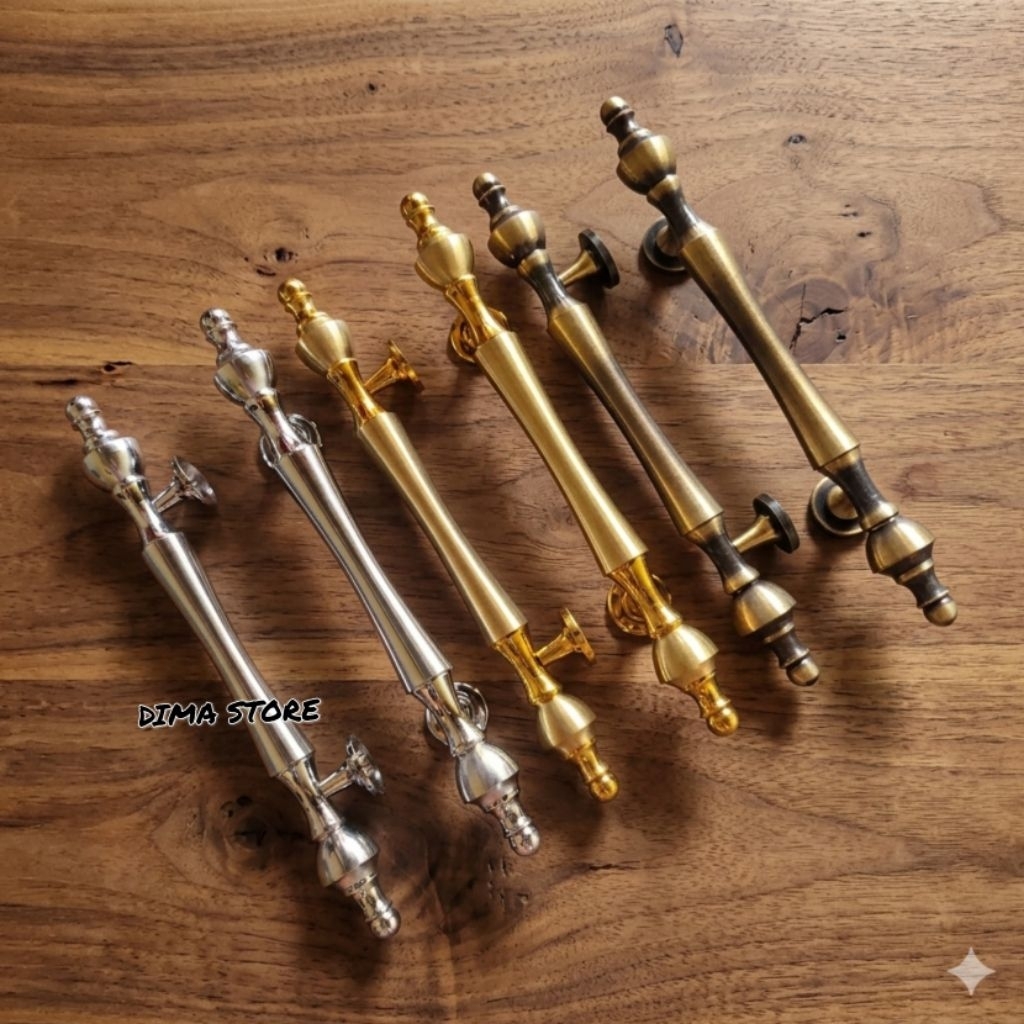 Handle Pintu Rumah Kuningan Dahlia 33 Cm Pegangan Pintu Kupu Tarung Antik Klasik Gagang Kupu Kupu Mi