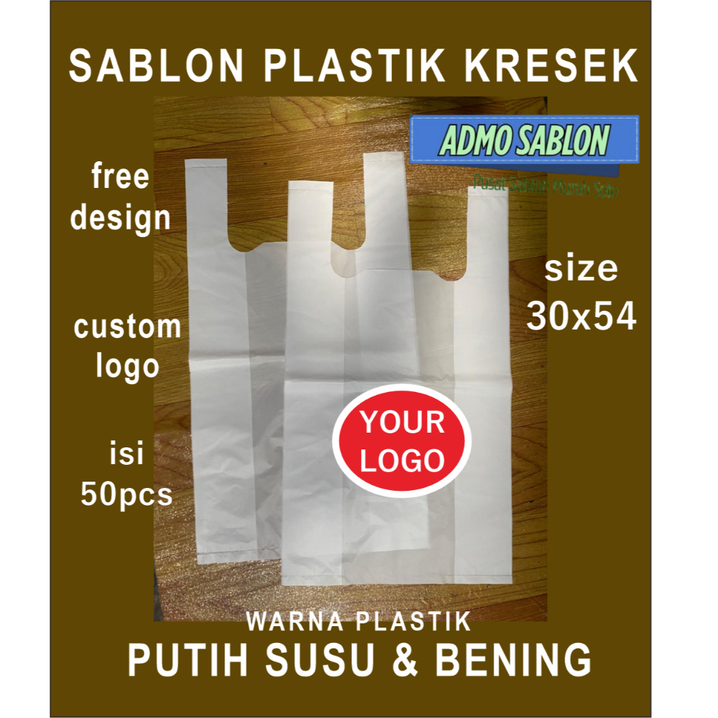 Sablon Plastik Kresek size 30x54 isi 50 pcs Plastik Kresek size 30 Murah kresek makanan tebal isi 50