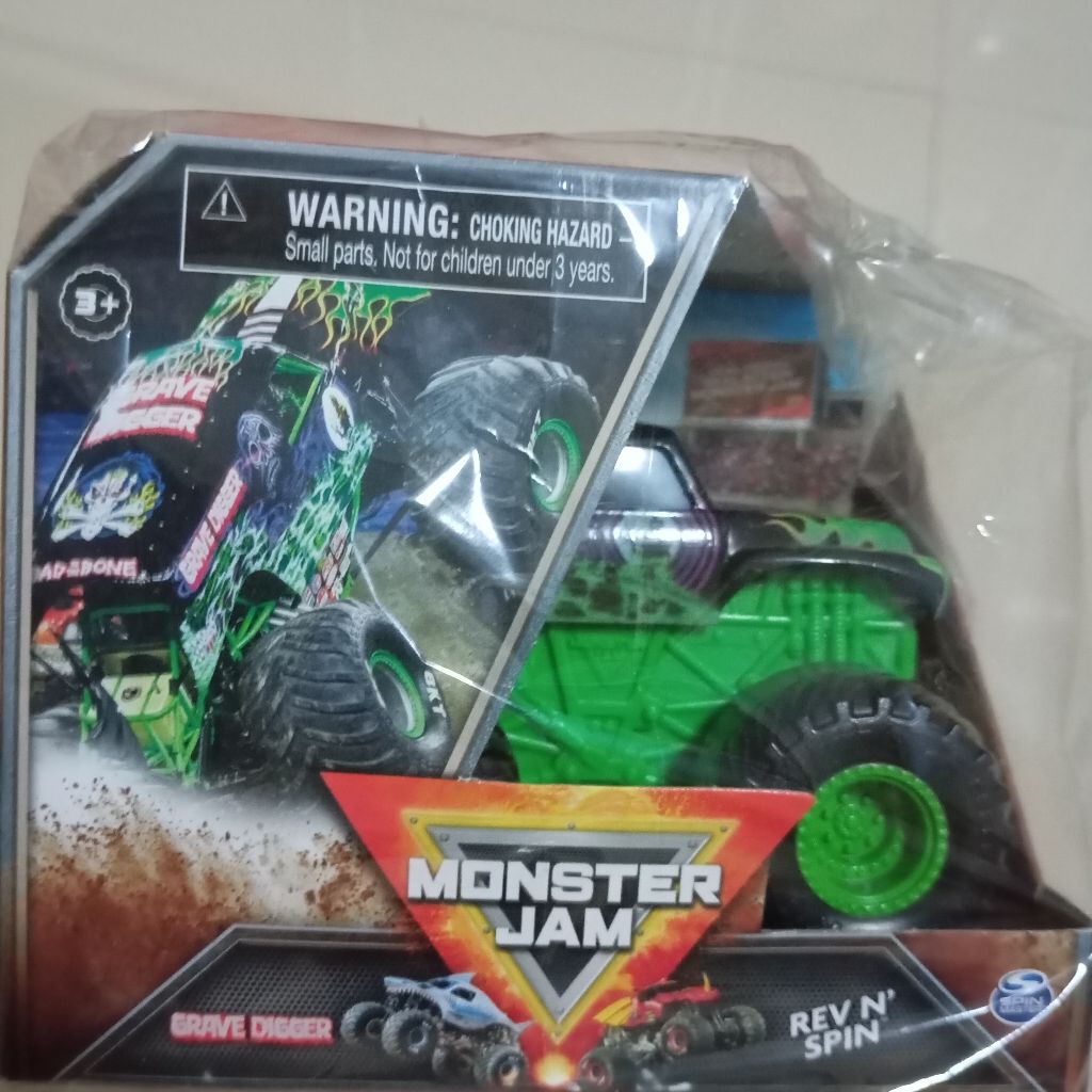 Monster Jam Rev n Spin Grave Digger Scale 1:43 Diecast Trucks Spin Master Original Race Car Truk