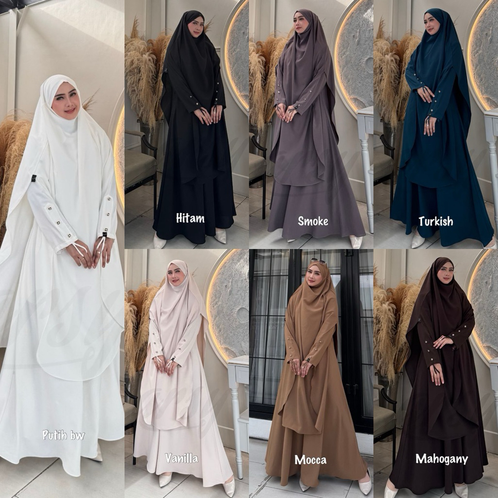 MARYAM SYAR’I BY ARSY HIJAB GAMIS FRENCH KHMAR EDISI UMROH HAJI MEWAH GAMIS SIMPLE ELEHANT SETT FK J