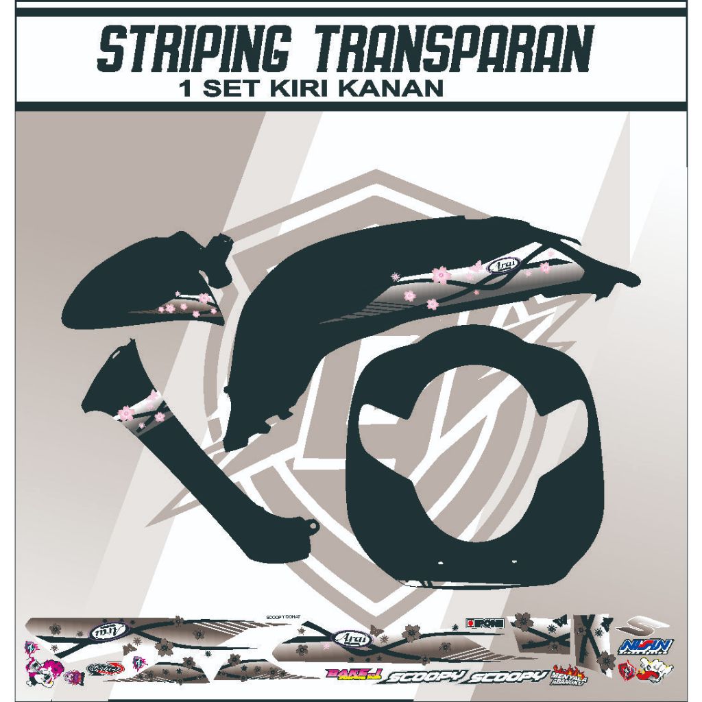 Stiker Striping Motor Scoopy New 2021 2022 2023 2024 Variasi Bunga Sakura