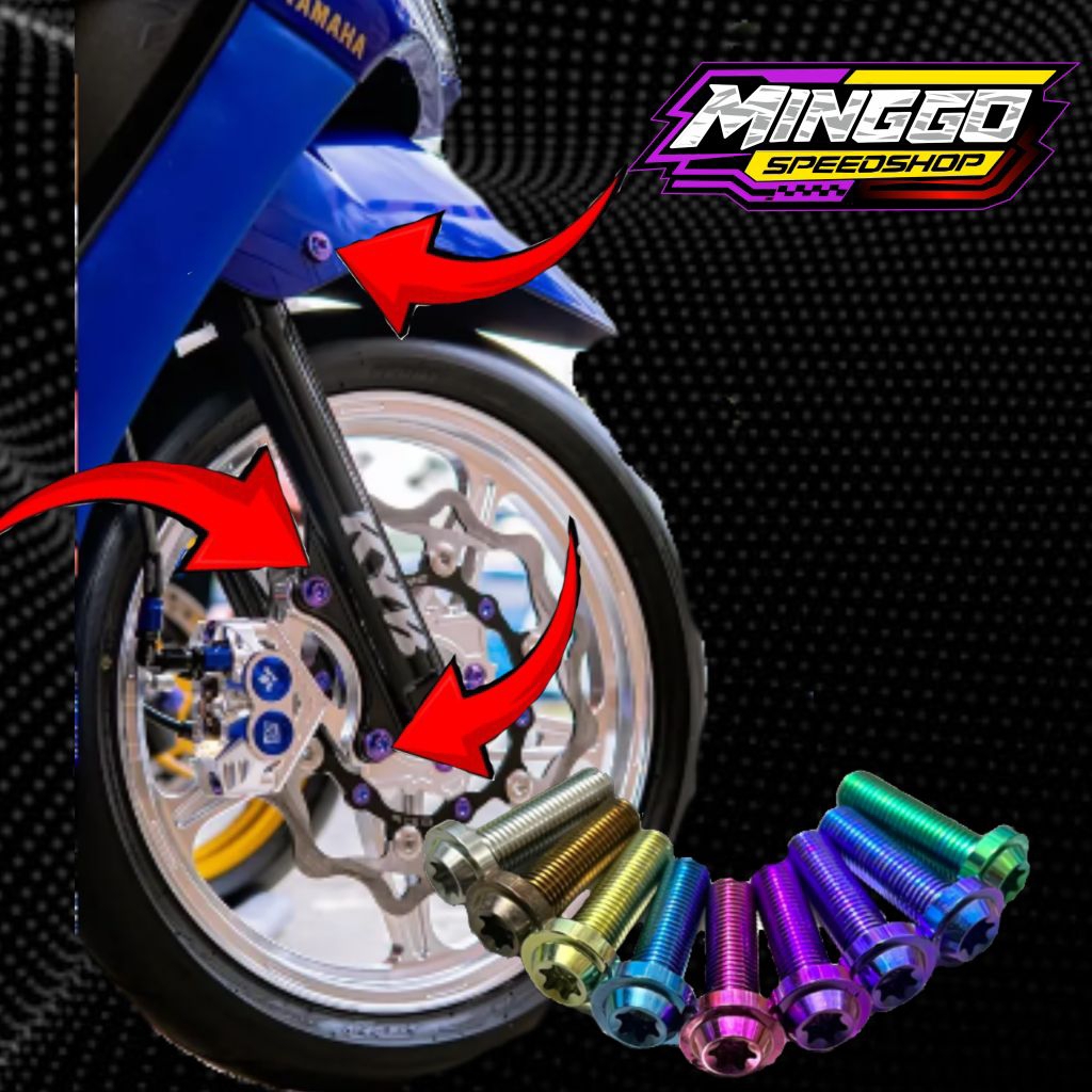 baut kaliper Yamaha Mio titanium baut kaliper ke shock Mio aerox nmax satu set 3 bj