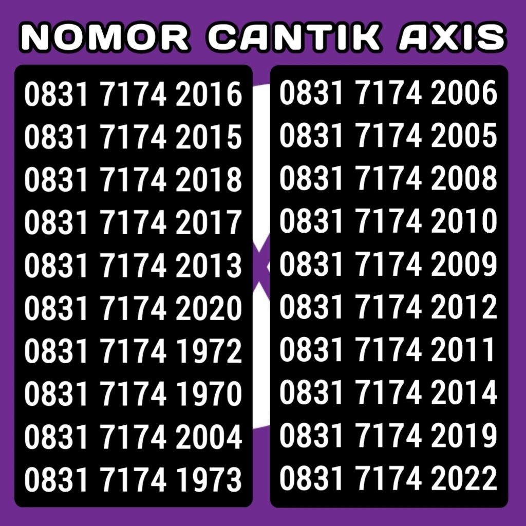 KARTU PERDANA NOMOR CANTIK AXIS 7174 TAHUN