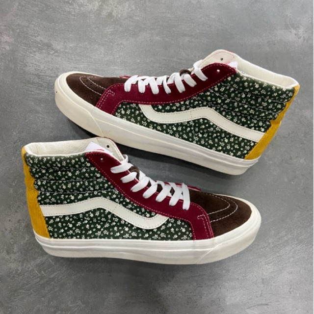 [Size 42] Vans Sk8-Hi Anaheim Factory OG Corduroy Style 38 DX Green Red Multi Floral Yellow (VN0A5KR