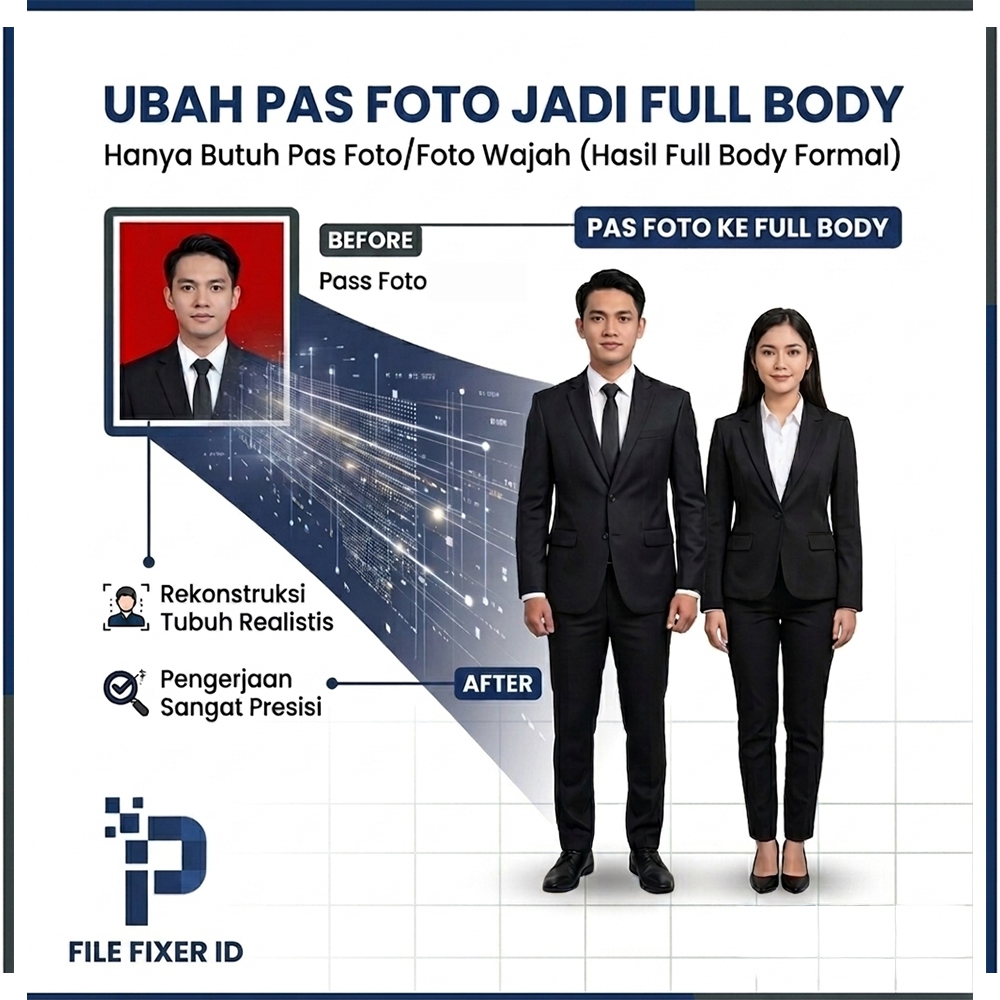 Edit Foto Full Body Pria & Wanita Ganti Baju Formal Jas Kemeja Batik - Edit Tubuh Proporsional Gagah
