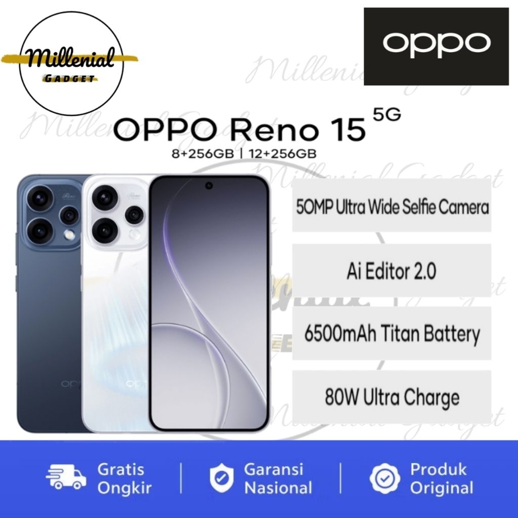 OPPO RENO 15 5G (8/256 / 12/256) ORIGINAL BERGARANSI RESMI OPPO SERVICE CENTER
