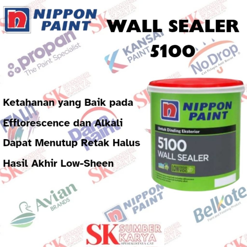 CAT DASAR NIPPON WALL SEALER 5100 5KG / CAT DASAR TEMBOK NIPPON / CAT DASAR TEMBOK INTERIOR EXTERIOR