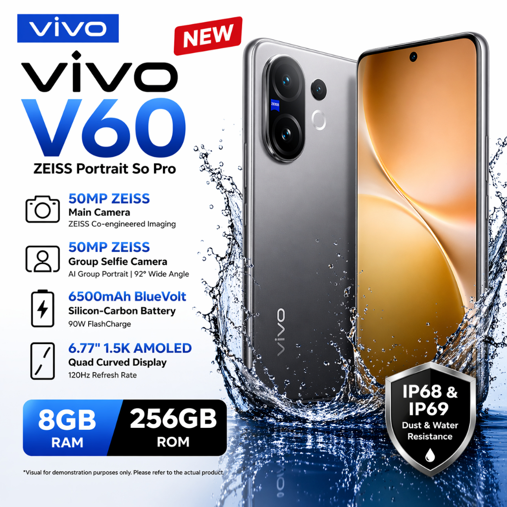 VIVO V60 5G RAM 8GB ROM 256GB Smartphone Kamera AI Baterai Besar Fast Charging Layar FHD+ HP Android