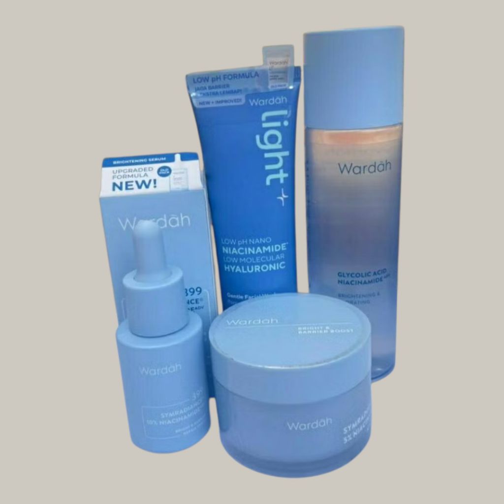 WARDAH 1Paket Lightening Skincare Kulit Wajah Lengkap Serum 15ml Pelembab Moisturizer Gel 30gr Toner