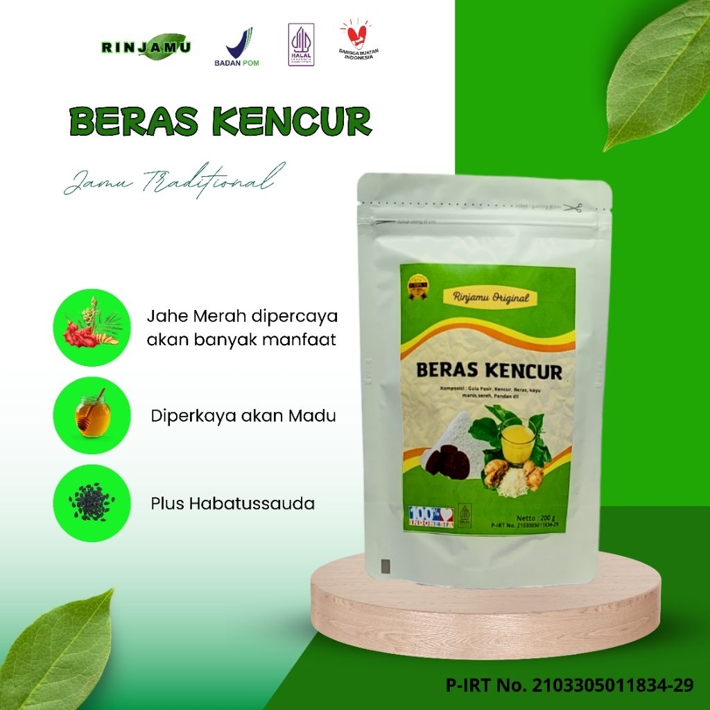 BERAS KENCUR BUBUK INSTAN RINJAMU 100% GULA PREMIUM TANPA BAHAN PENGAWET