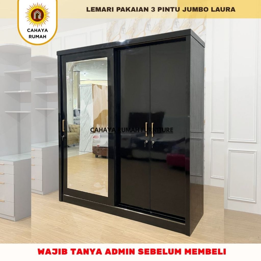 Cahaya Rumah/Lemari Pakaian 3 Pintu Laura/Lemari HPL minimalis/Custom