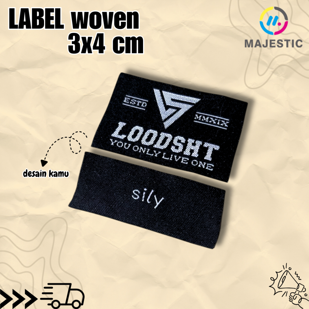 woven label custom/woven custom/woven/woven logo custom (3x4 cm)