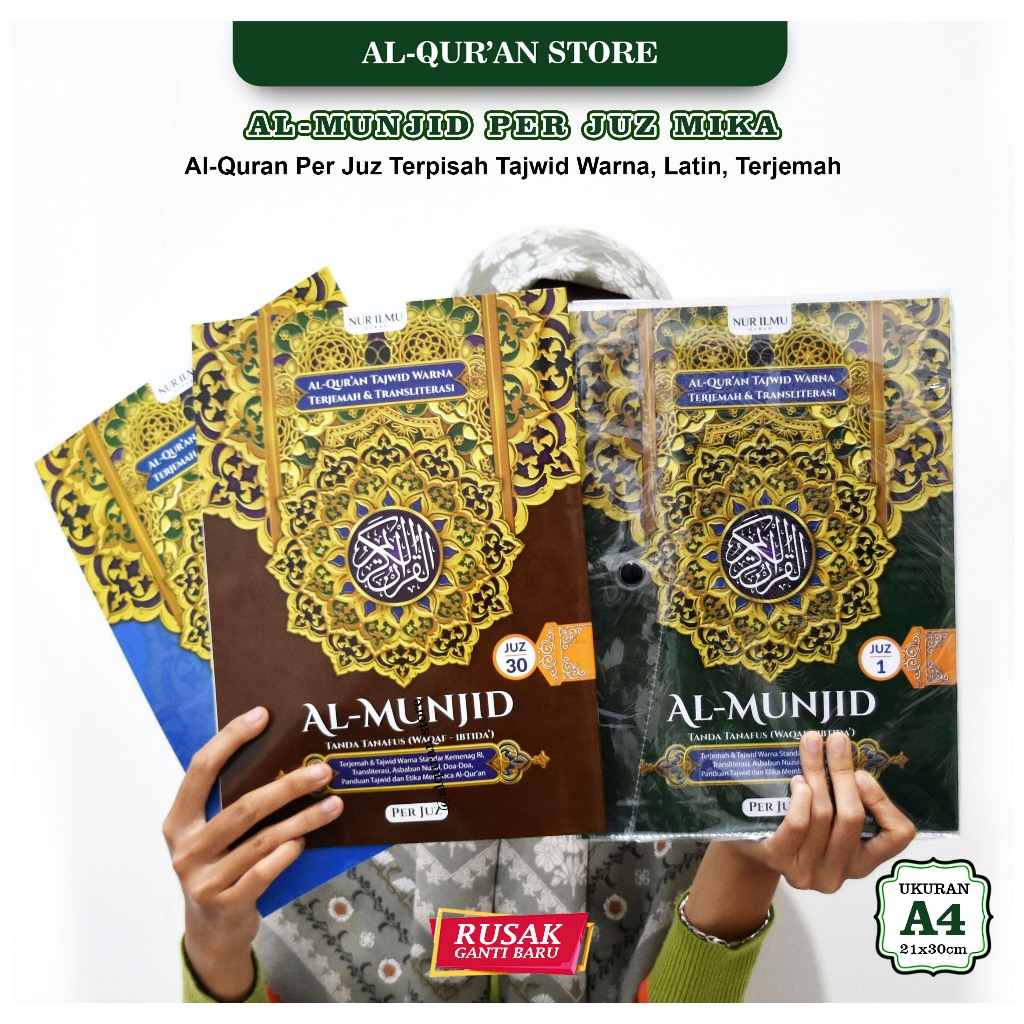 Alquran Per Juz Ukuran Besar A4 dan Sedang A5 Al Munjid Al Quran Terjemahan Tajwid Warna Translitera
