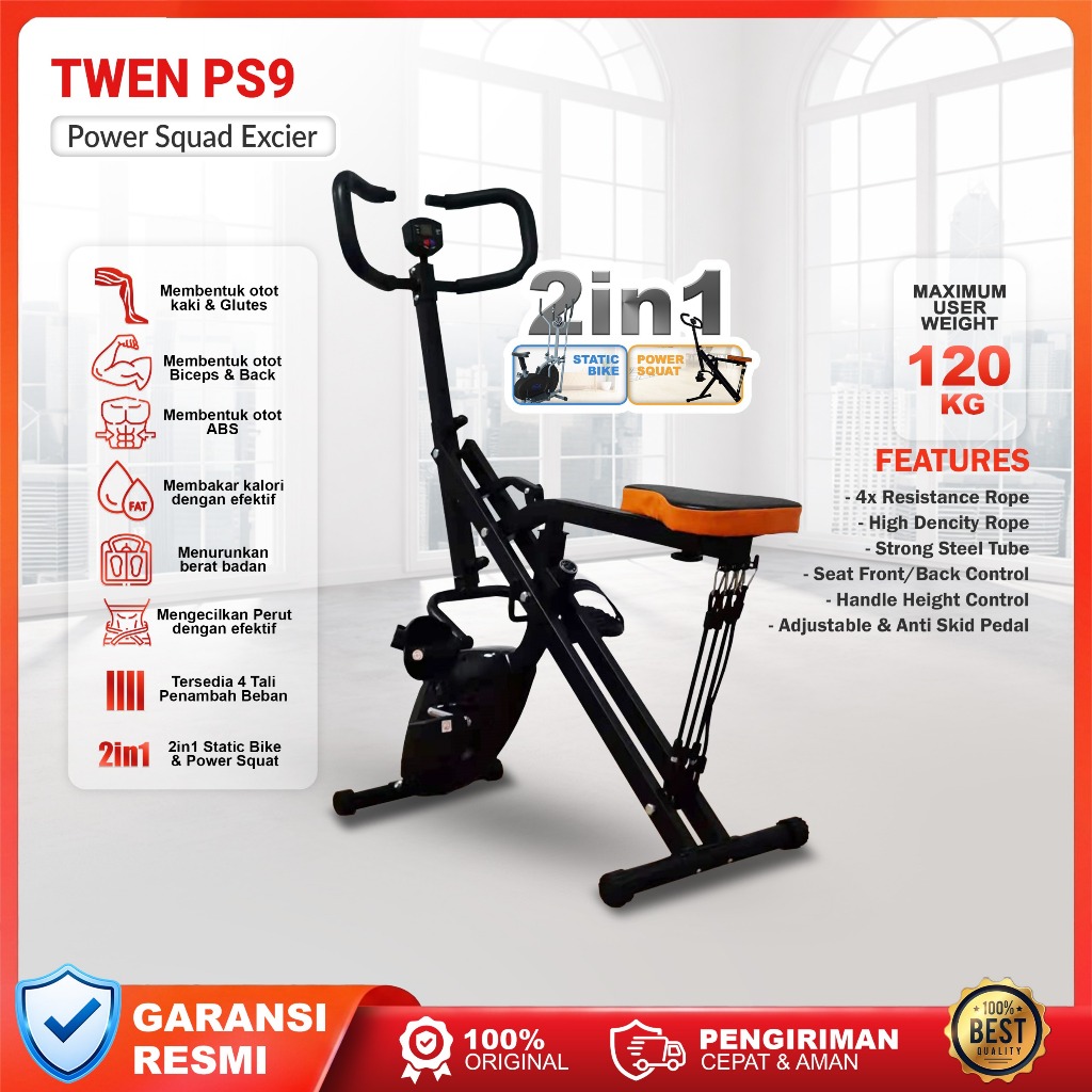 TWEN PS8 PS9 Power Squat Rider - Power Squat Sports Equipment - Power Home Squat - Alat Olahraga