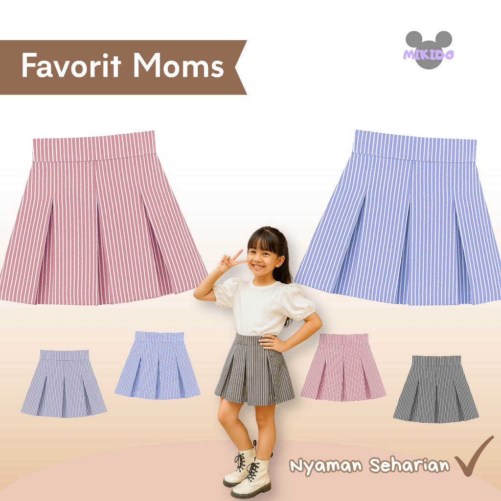 Rok Celana Rempel A Line Salur Kecil Anak size 1-14 tahun Part 2