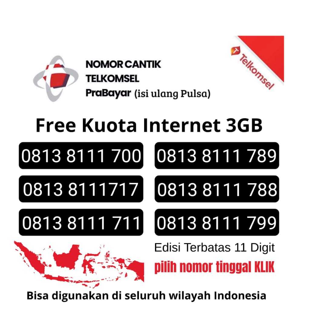 Kartu Perdana Nomor Cantik 11 Digit Telkomsel Simpati — Free Kuota 3GB #K6