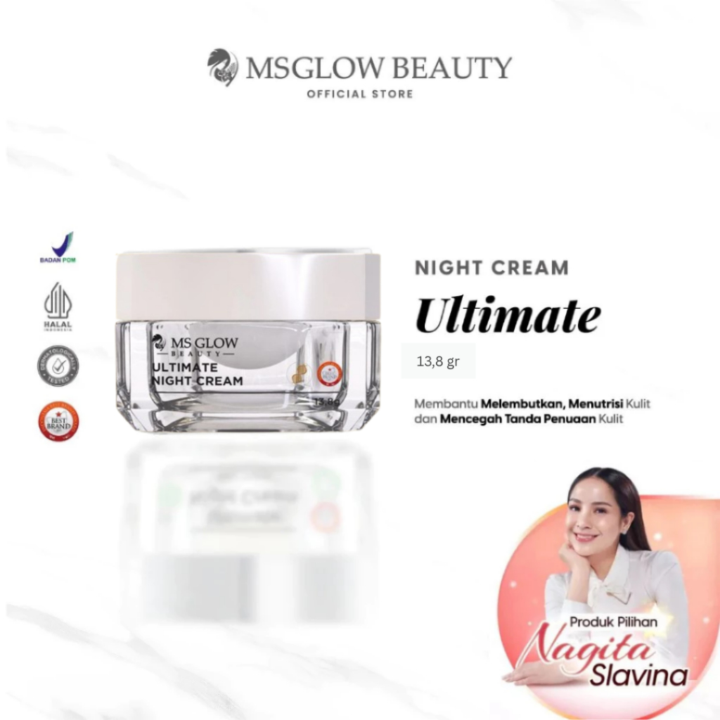 MS GLOW - ULTIMATE NIGHT CREAM - 13,8 GR - Cream Malam untuk Flek Hitam Membandel Menyamarkan Noda H