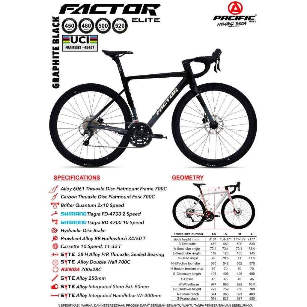 Sepeda balap road bike RB Pacific Factor Elite