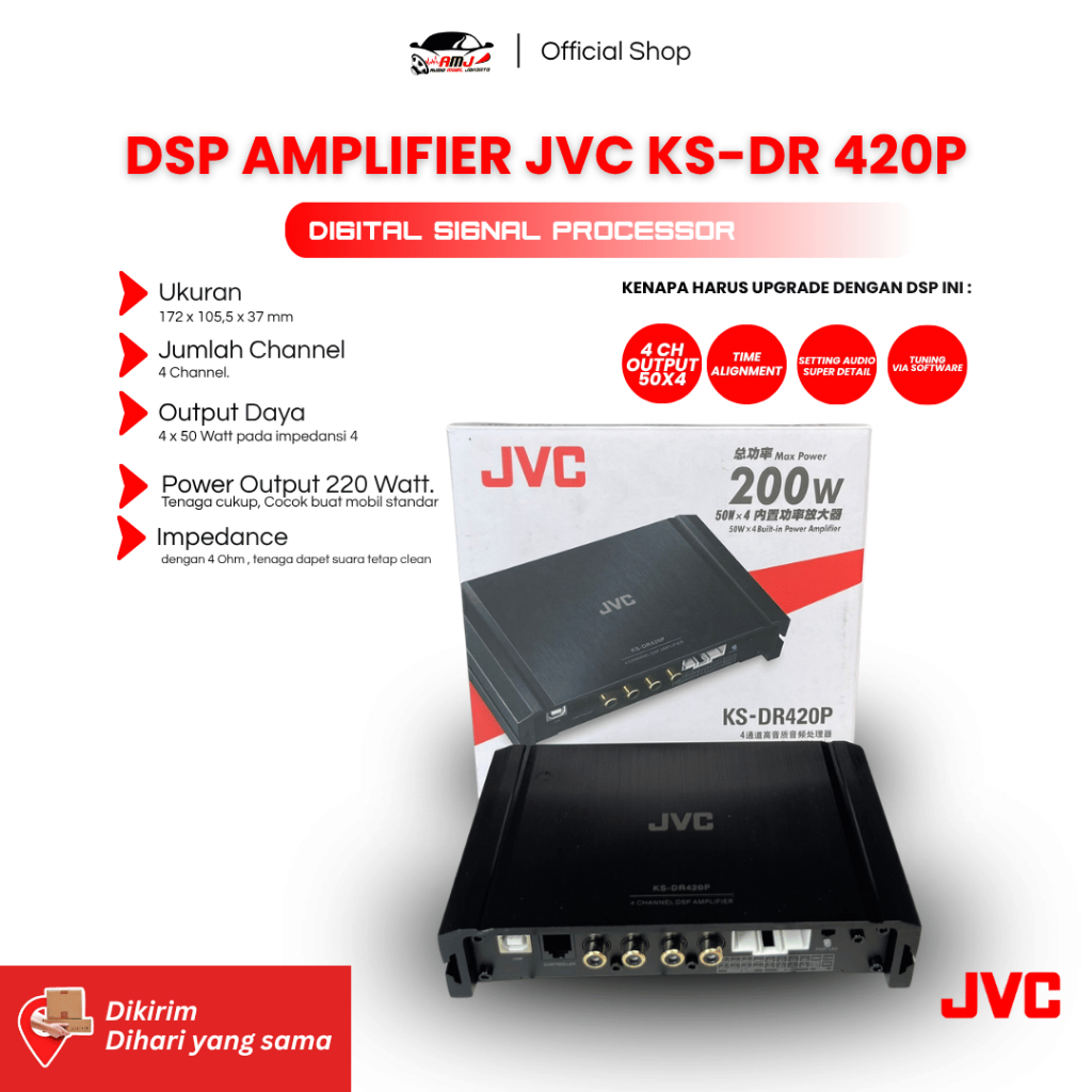 POWER AMPLIFIER / DSP AMPLIFIER / JVC KS-DR420P – DSP BUILT-IN AMPLIFIER MOBIL 4 CHANNEL 220W
