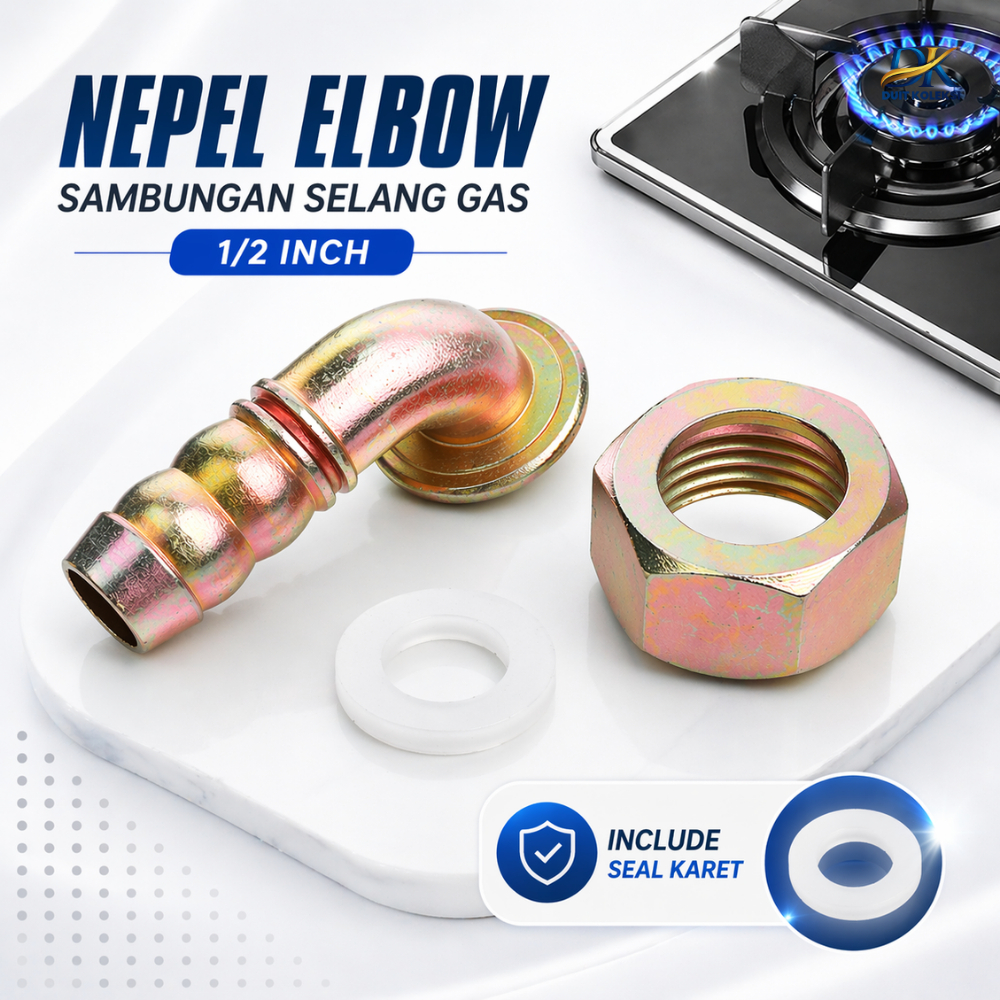 nepel elbow sambungan selang gas kompor tanam model L bengkok 1/2 inch semua merek kompor include se