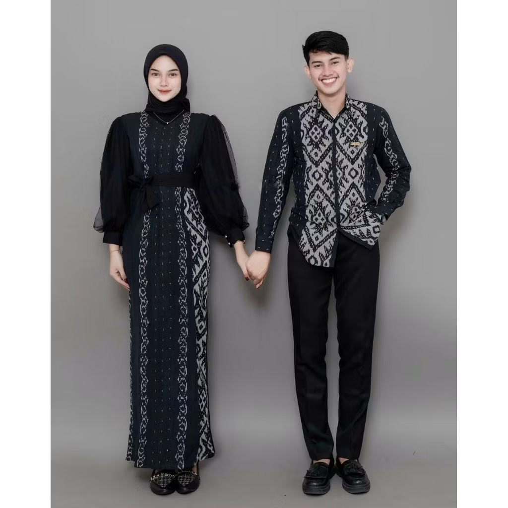 (BLACK ETNIK) BAJU TENUN COUPLE ETNIK PADMA BLACK - BAJU KONDANGAN - BAJU PASANGAN
