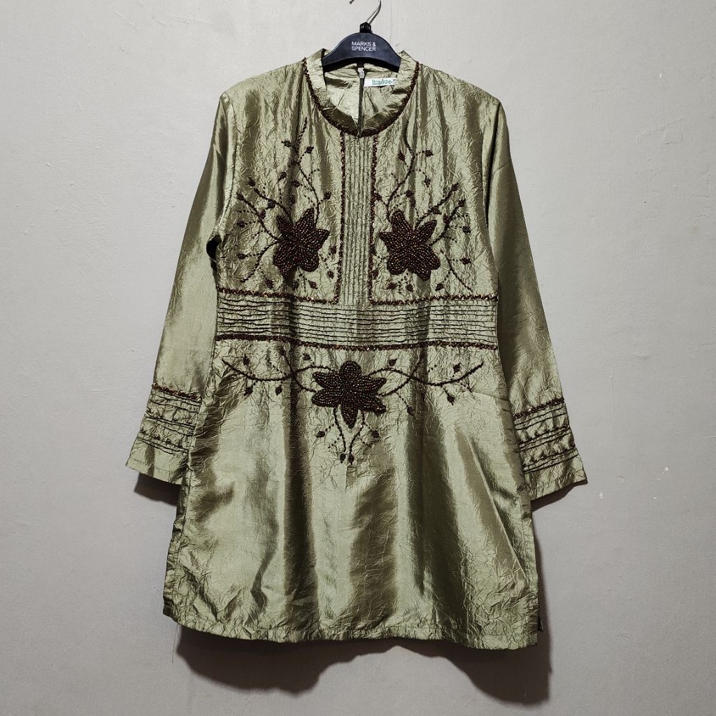 KEITO Shimmer tunic shimmer tunik payet tunik sage tunic blouse tunik hijau Sage tunik kondangan sag