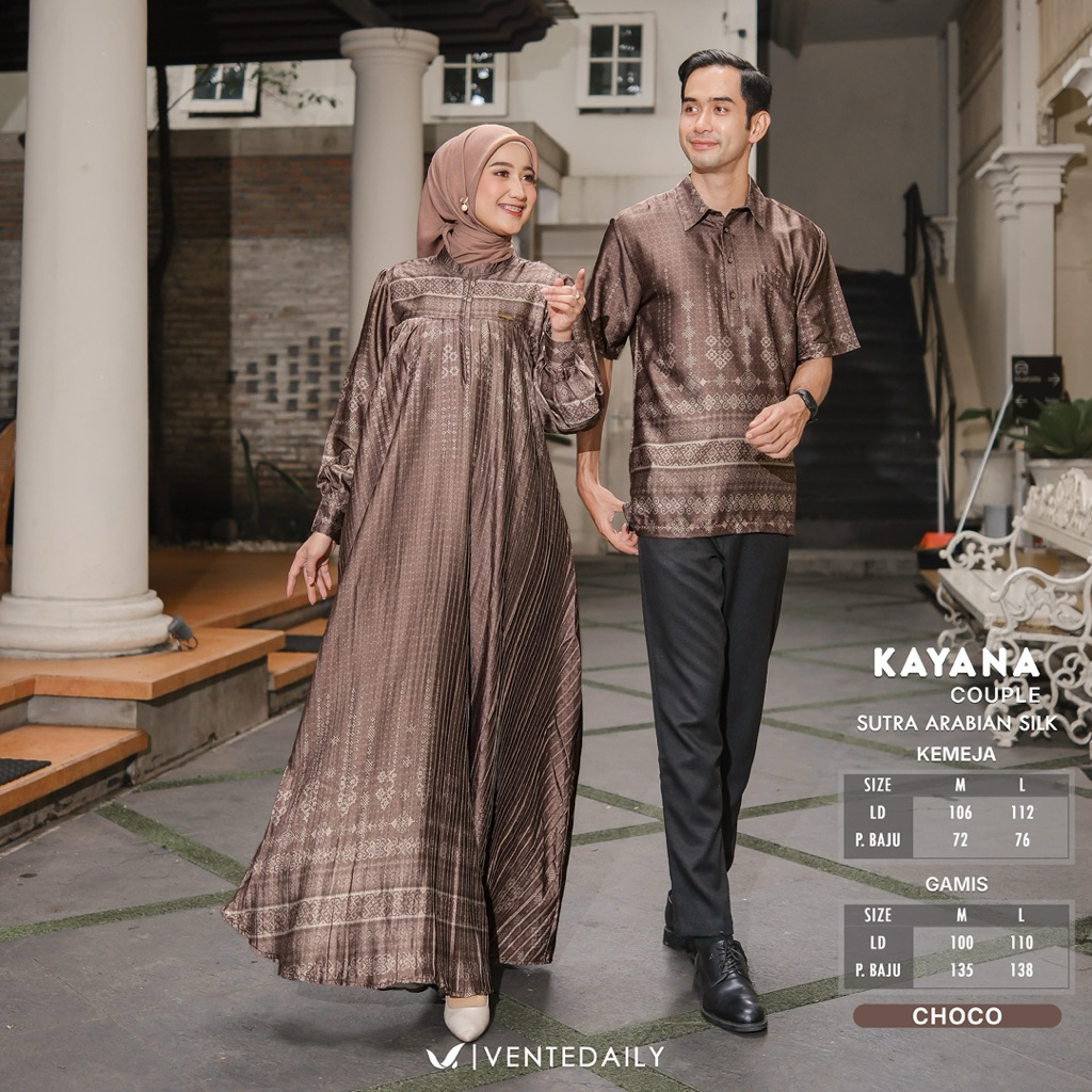XBR | Kayana Couple Pasangan / Baju Gamis Maxy Wanita Terbaru / Baju Couple Kondangan Bahan Satin Se