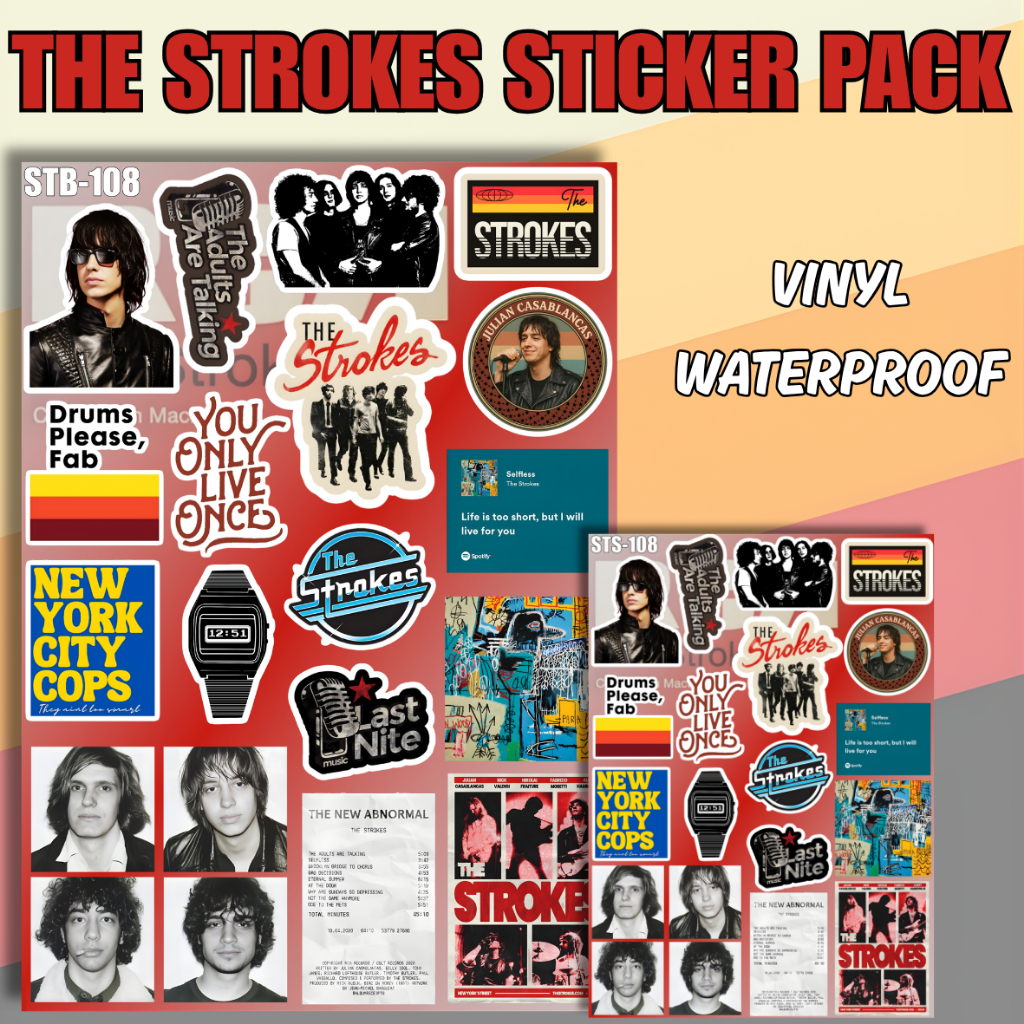 The Strokes Sticker Vinyl Matte Pack Estetik Indie Tahan Air Anti Pudar Anti Sobek Premium Untuk Lap
