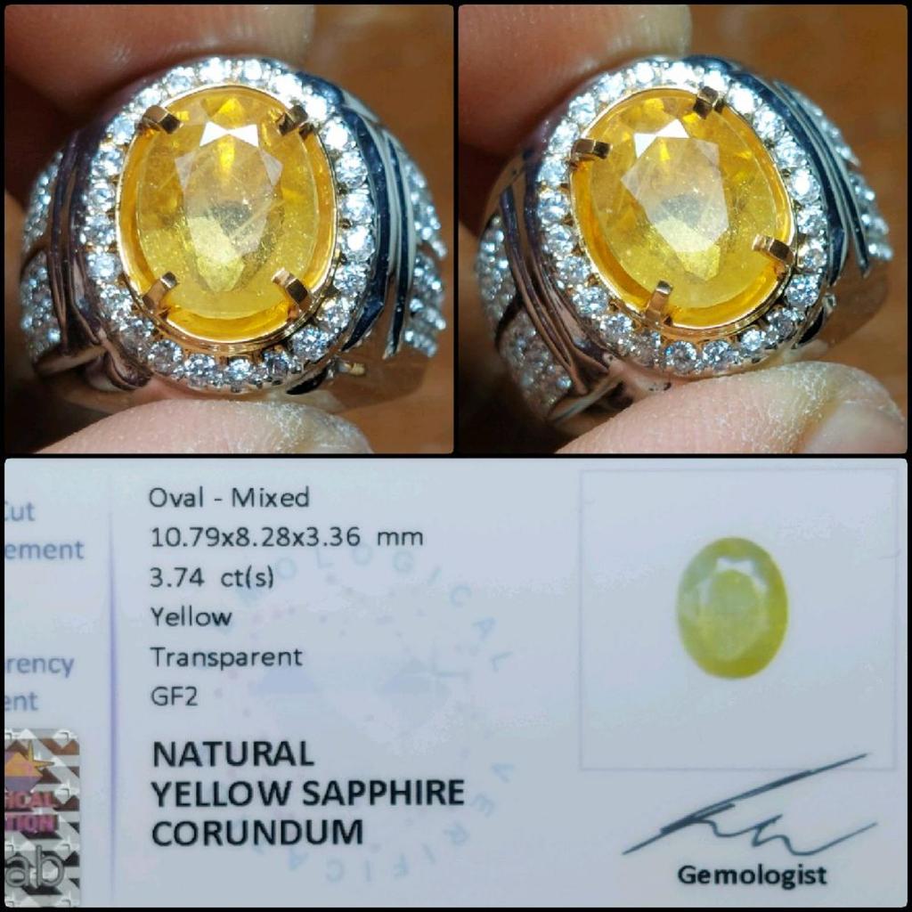 Natural Yellow Sapphire Crystal Gems Batu Permata Yakut Kuning Asli Memo Lab
