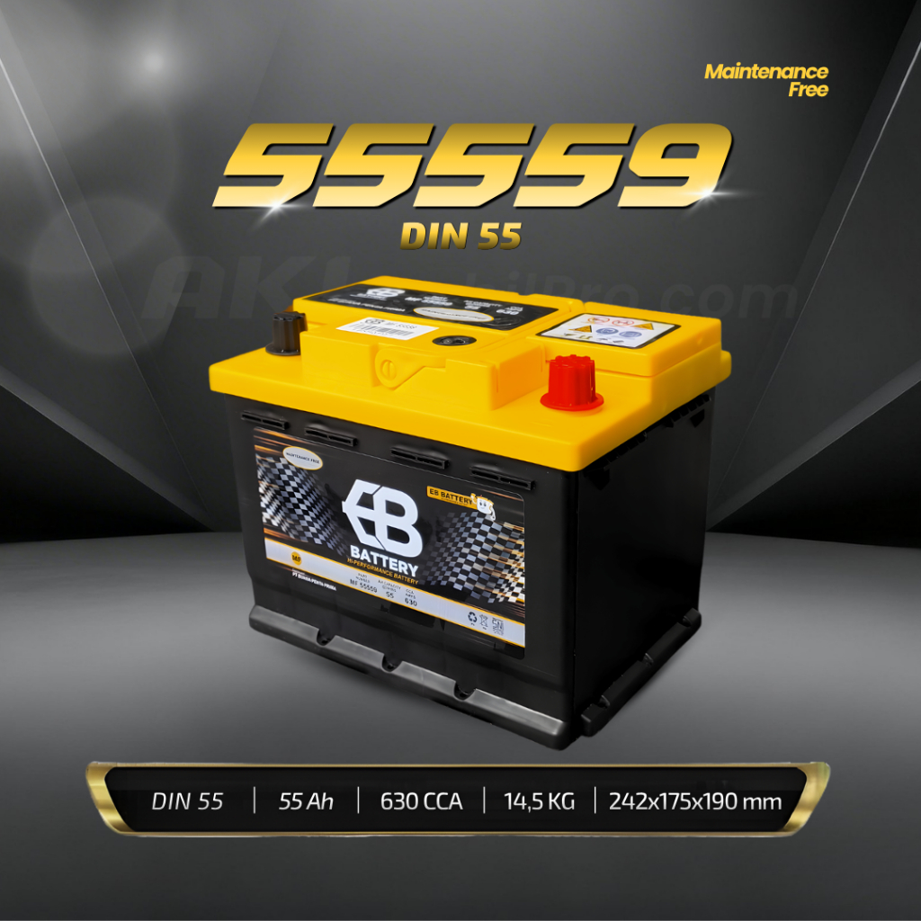 Aki Mobil Volkswagen Polo, New Golf | EB BATTERY DIN 55 (55559) 55Ah CCA 630Amps Kering Bergaransi