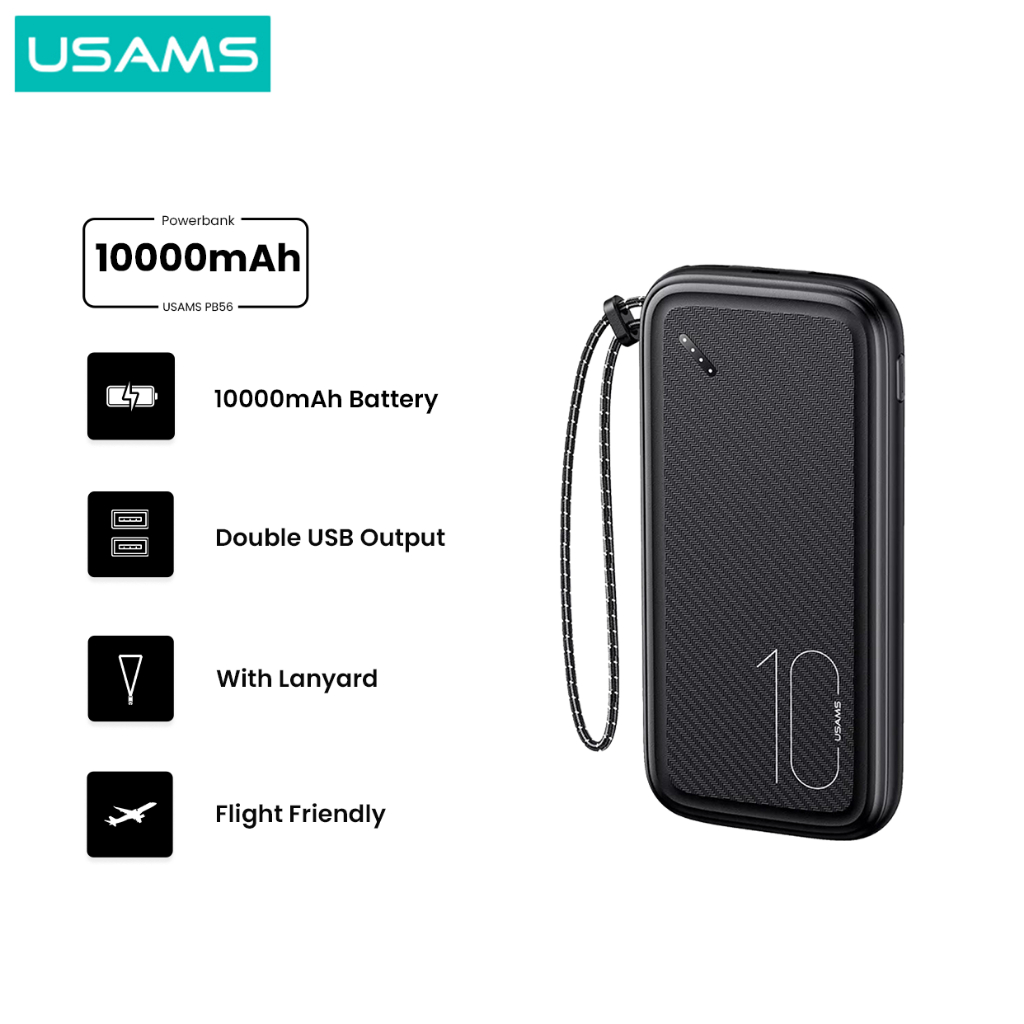 USAMS PB56 Power Bank Lanyard 10000mAh Dual USB