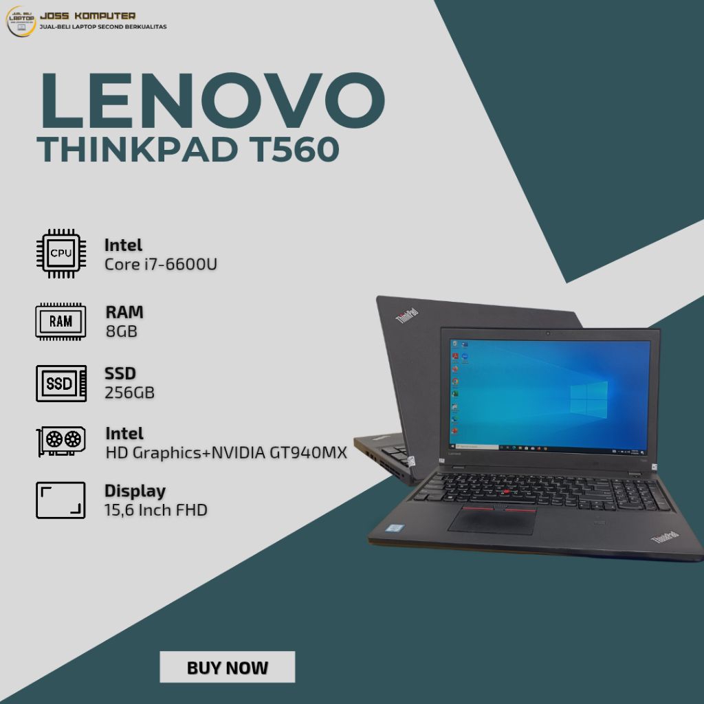 LENOVO THINKPAD T560 INTEL CORE I7-6600U/ RAM 8GB/ SSD 256GB/ 15,6" FHD/ NVIDIA GT 940MX (2GB)