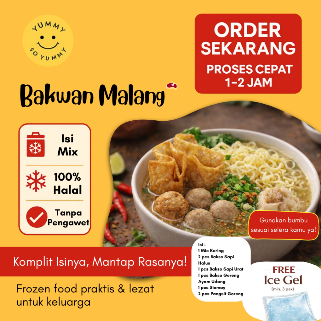 Makanan Beku Frozen Premium Bakso Bakwan Malang Homemade Halal (Garingannya Saja)