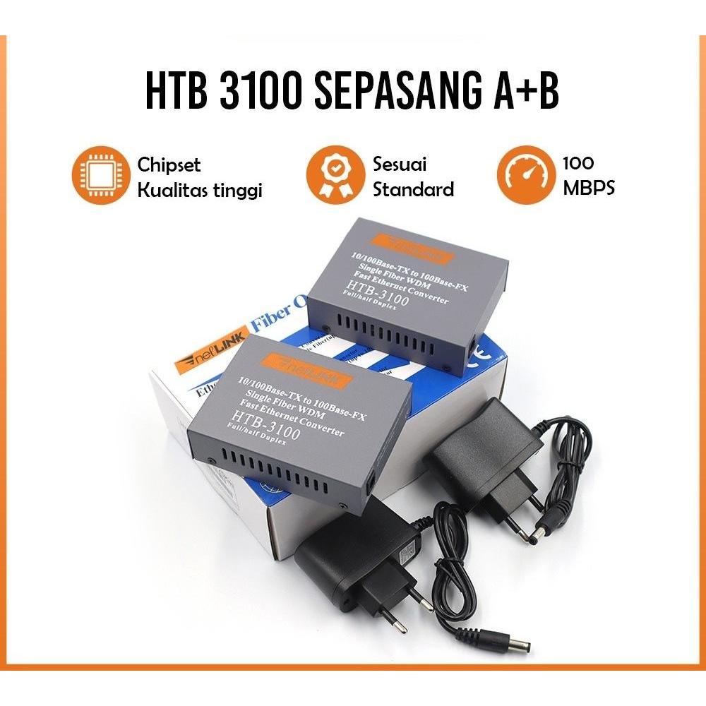 Netlink HTB 3100 media converter fiber optik piber optic HTB3100 htb netlink 100MBPS