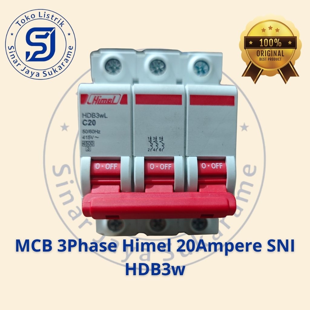 MCB 3Phase Himel 20Ampere SNI HDB3w