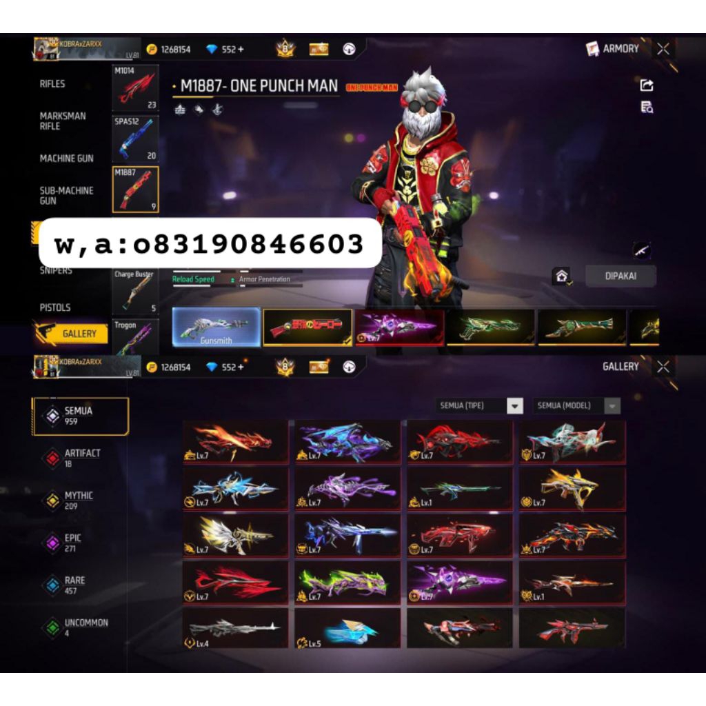 akun ff sultan old murmer full max