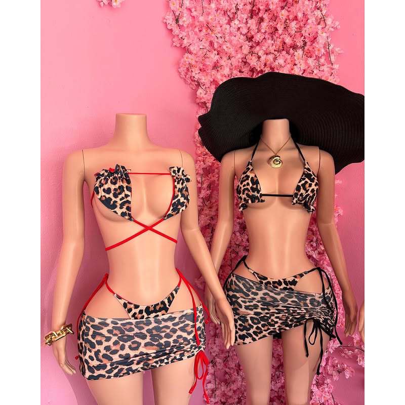 Vella Set Bikini Swimwear Leopard bikini set rok 3 piece