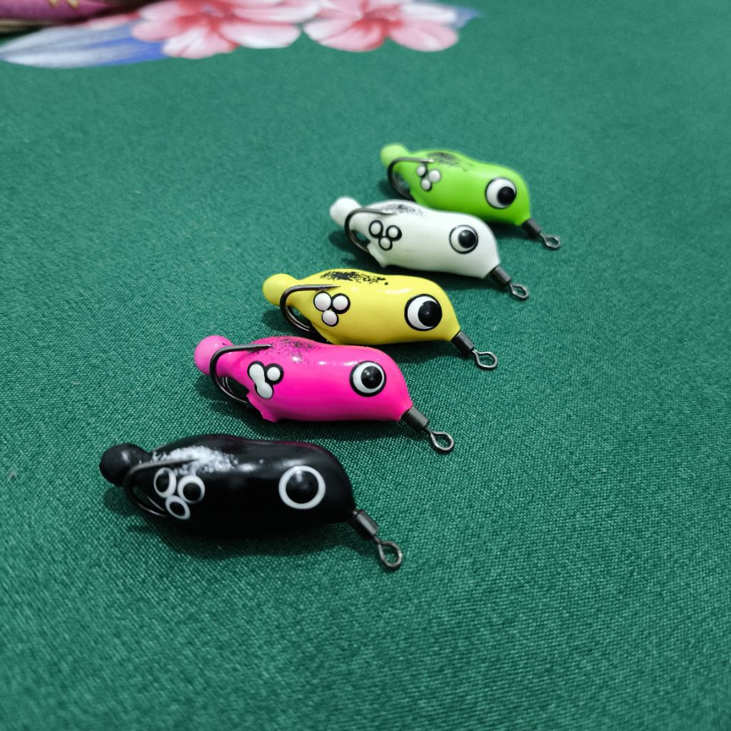 Umpan Soft Frog Geol 3cm 1pcs  Dengan Warna cerah Killer Umpan Casting Gabus Toman