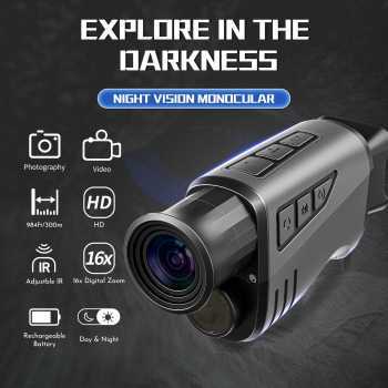 Teropong Digital Monocular Digital Malam Hari Teropong Night Vision 16x Zoom 1080P 1500mAh