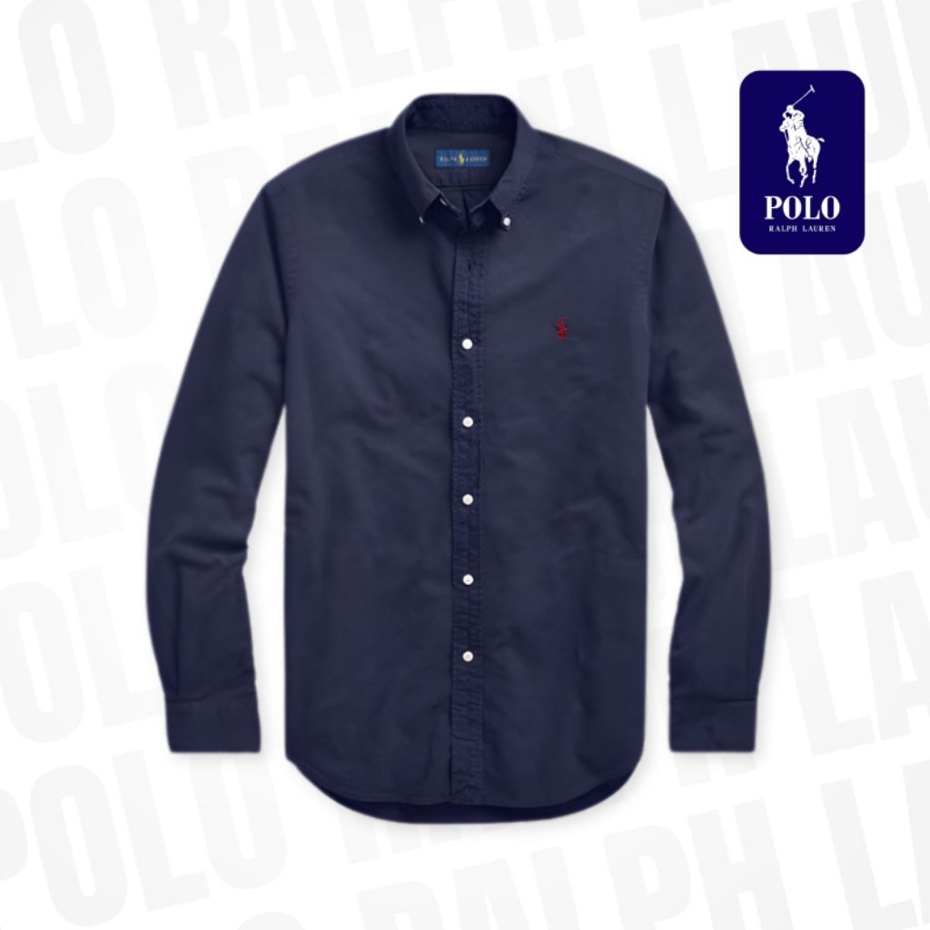 KEMEJA PRIA POLOS RALPH LAUREN LENGAN PANJANG