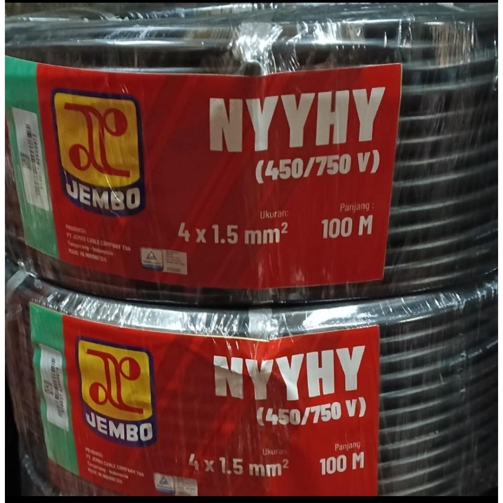 kabel NYYHY 4×1.5mm jembo 100 meter listrik serabut hitam isi 3