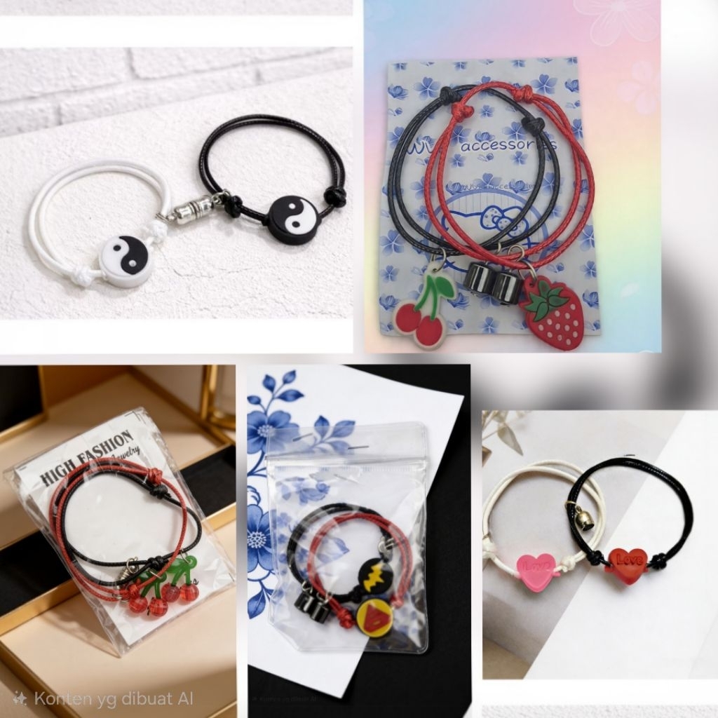 12 pcs gelang couple karet gelang 6 pasangan magnet
