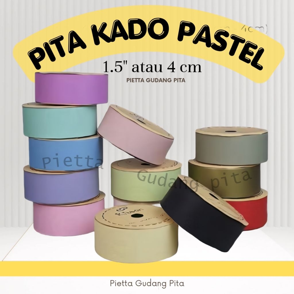 Gudang Pita Pita Kado Besar 4cm Pastel 1.5" Jepang Ribbon Kertas Plastik Dekorasi 4cm Kado Hampers S