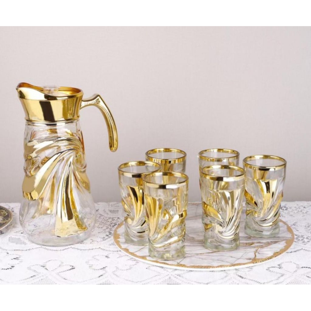 Gelas kaca set teko mewah 7 in 1