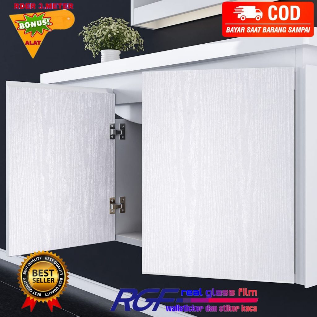 WALLPAPER STIKER PUTIH UNTUK PELAPIS FURNITURE LEMARI PINTU DINDING KULKAS LANTAI MEJA TRIPLEK/WALLP
