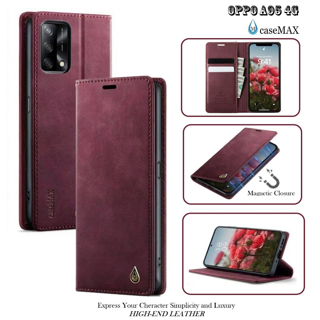 Flip Case OPPO A95 Case Wallet Kulit Casing Dompet Case Wallet Leather Flip Case OPPO A95 Casing hp 