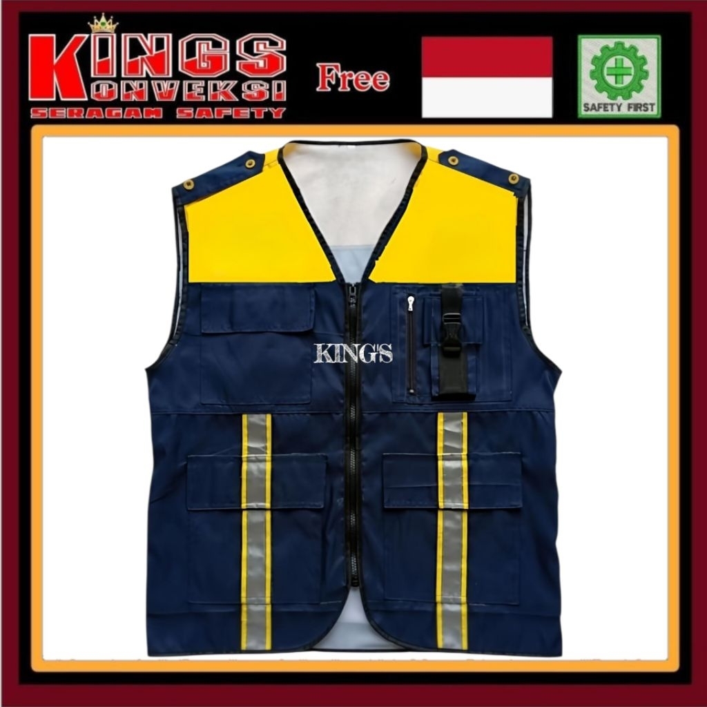 ROMPI SAFETY WARNA KUNING HITAM - SAFETY VEST - ROMPI TASLAN MILKY